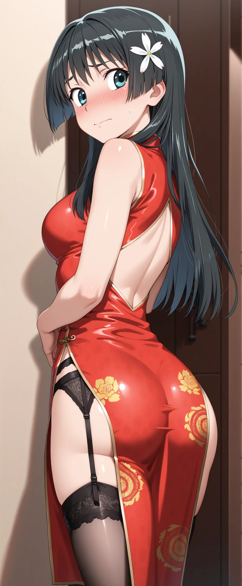 Sexy woman, (best quality), (masterpiece), (1 Girl), Slim, Japanese cartoons, (flat chest), (Chinese dress), (running), (Portraiture), (Bare Legs)