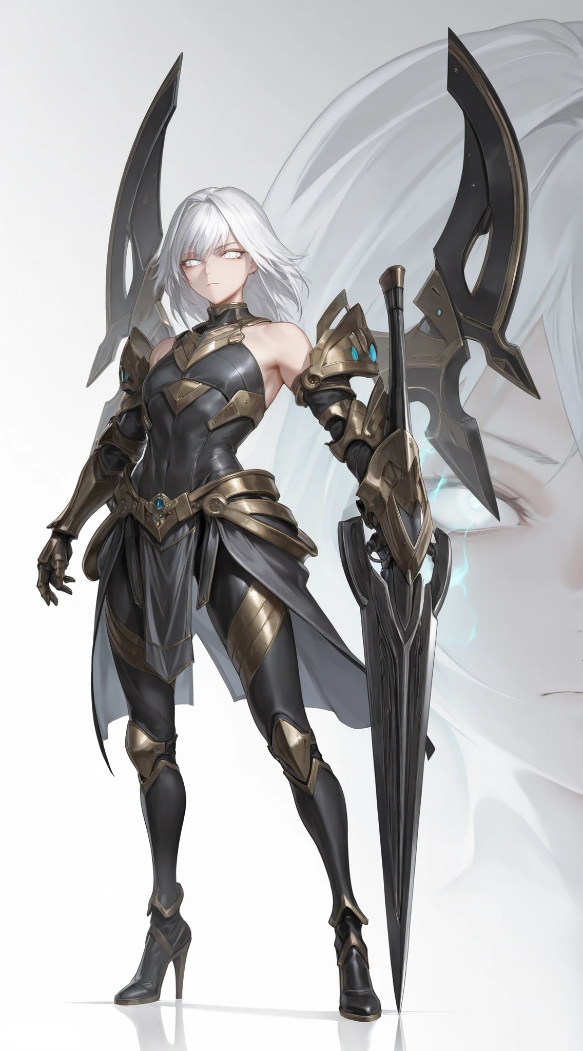 edgNanosuit, science fiction,(face focus, close up shot:1.22), dynamic pose, three quarter shot, mature, flat chest, femboy, (1girl:0.75), solo, effeminate, tomboy, masterpiece, best quality, amazing quality, very aesthetic, high resolution, ultra-detailed, (soft shading, soft shadows, volumetric light:1.14), dramatic lighting, absurdres, (astolfo:0.25), white hair, medium hair, glowing white eyes, protoss, hierarch armour, glare, wristblade, gauntlet, aura, greek clothes, exposed shoulders, rage