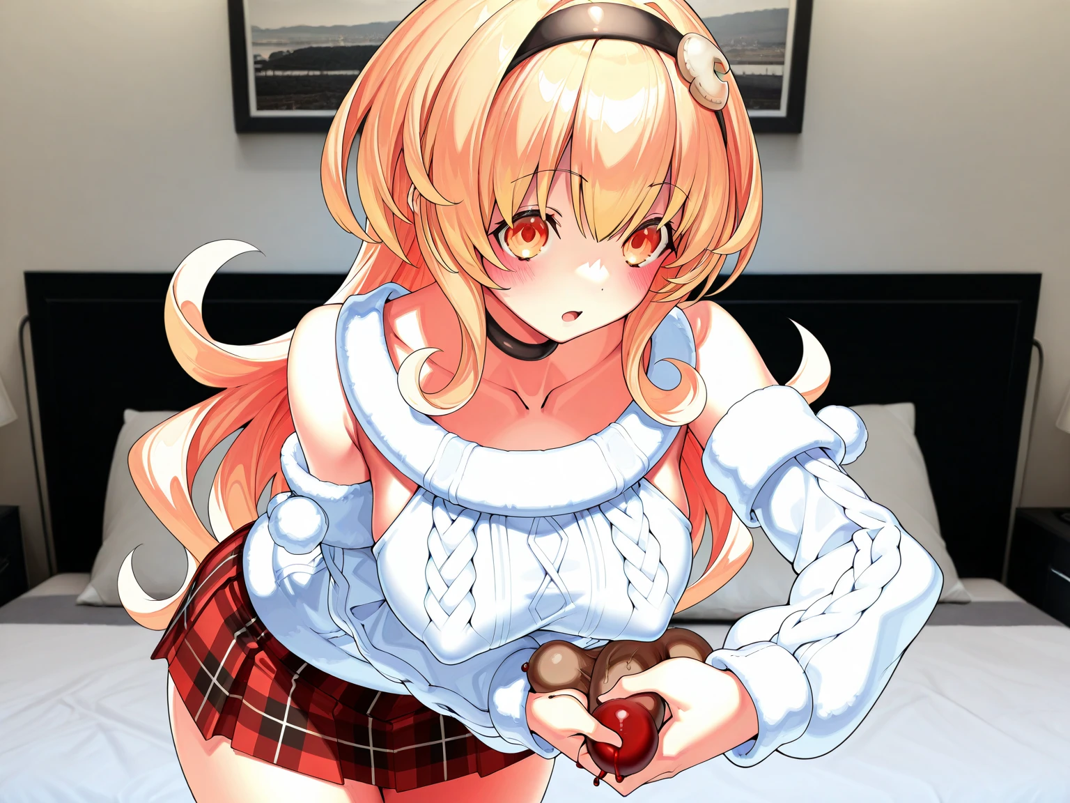 (child body:1.3), (masterpiece, best quality:1.2), (solo), (1girl), best quality, (photorealistic:1.4),ultra detailed, solo, (full body:1.5), looking at viewer, yoimiya, genshin impact, love in eyes, double ponytail, bow hairpins, shyness, blushing, crying, cute, drooling, shyning, rolling eyes, miniskirt, exposed panties, hands raised above the head, lying on bed, big breasts, leg rings, white liquid, binding, single