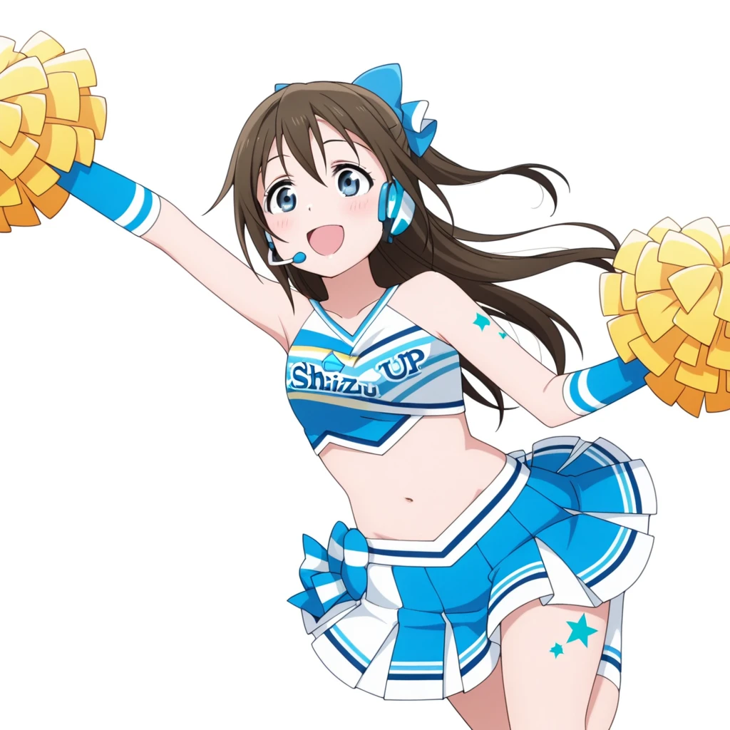 cheerleaders,A smile,cheer leading,(((Fancy Cheerleader Costumes))),
(((masterpiece)))、(((top-quality)))、((ultra-detailliert))、(illustratio)、((extremely delicate and beautiful))、(bokeh dof、blurry backround)、(Best Shadows)、
1girl in、side poneyTail:1.5,(((fancy panties that are quite small and short,:1.5)))、Show off panties,((underboob:1.3)),
A dark-haired、length hair,(Very short skirt:1.3),(Beautiful nipple stand):1.0,(huge-breasted), Big , Slender waist,((odious body:1.5))、(jamping:1.3),(The largest interchain is published).
kawaii,14years,From the knee up:1.3,
Highlight spots above the eyes、
charactor focus、tilt of the head、