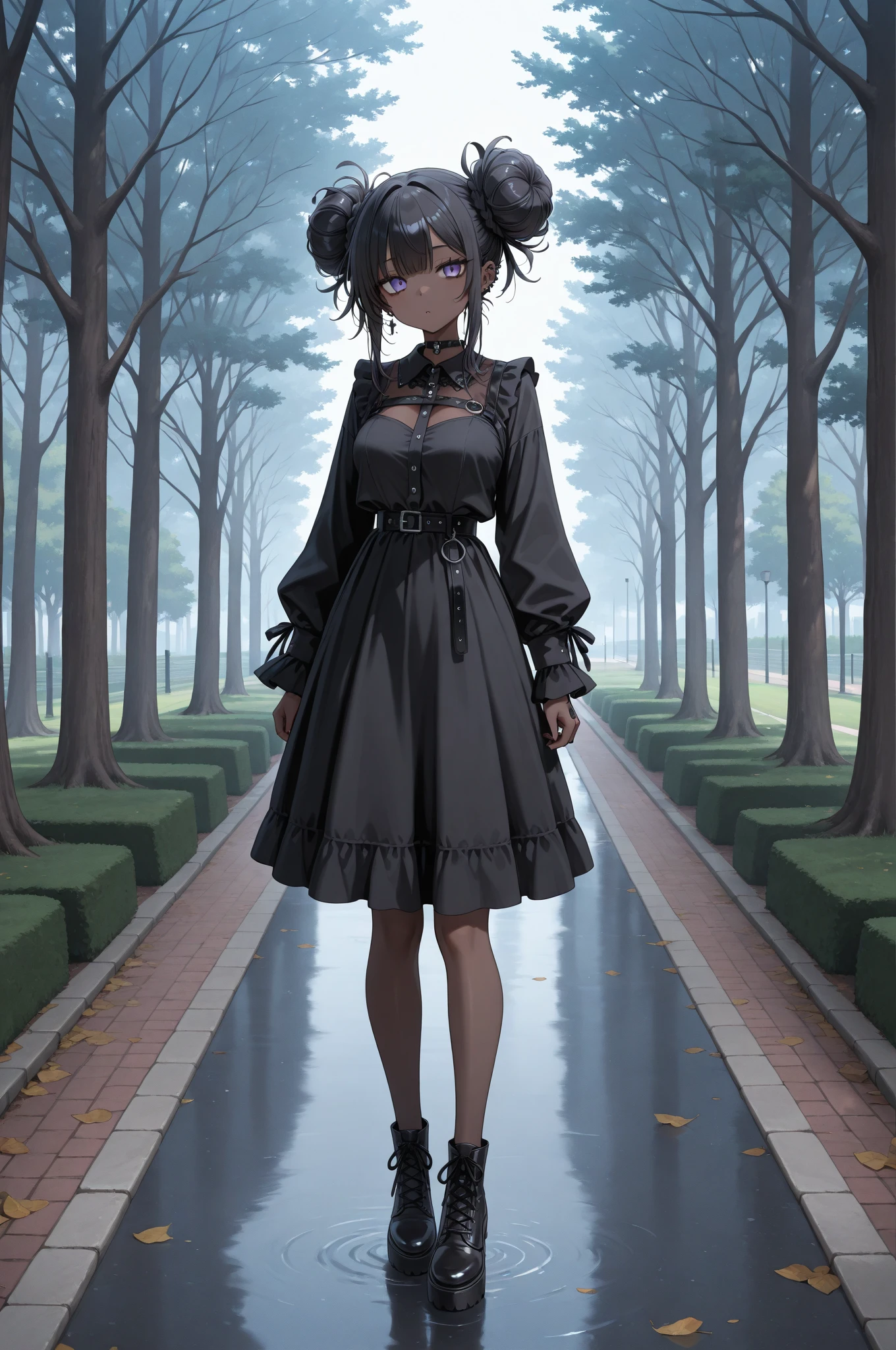 (((Under the dark tree))), (10 years old), (Witch Belly Out Costume), (Witch Micro Skirt),Very embarrassed, blush, ,peeing, myself peeing, Wet, Wet, having to Pee, having to Pee, having Pee stains, there is a Pee stain on a black pleated skirt,  One Girl, (((Watery eye))), (Black Witch Clothes),  Pee, Pee漏らして, Wet, Wet self, Long bangs, Black Hair,   Black Hairボブカット,