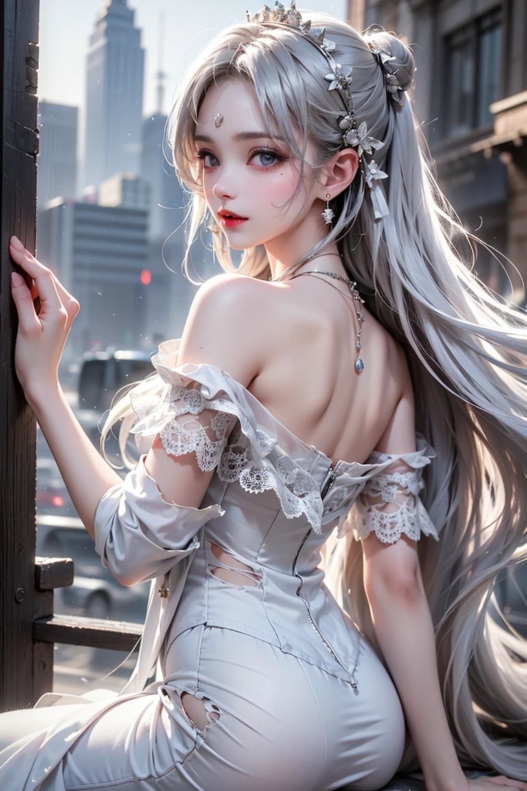 ((best qualtiy)), ((tmasterpiece)), (detail:1.4), Beautiful cyberpunk female images,hdr(HighDynamicRange),Ray traching,NVIDIA RTX,Hyper-Resolution,illusory 5,sub surface scattering,PBR textures,post-proces,Anisotropy Filtering,depth of fields,maximum definition and sharpness,Many-Layer Textures,Albedo e mapas Speculares,Surface coloring,Mitsu-Accurate simulation of material interactions,perfectly proportioned,rendering by octane,Two-colored light,largeaperture,Low ISO,White balance,Rule three points、8K raw data、Beautiful bright blue pupils,off-the-shoulder clothes,Fine pupils,Delicate face and eyes,long eyelasher,Blushlush,Delicate and fluffy hair,pink lip,Pure,Cute face,Sweet girl,Artistic sense,Casual wear,Advancedsense,butterflys,Cherry blossom petal,Beautiful hair accessories,Long hair and waist,Hair fluttering in the wind,Snow-white fox ears,curlies,Snow-white fluffy tail,Positive light,The light from the back window is backlighted