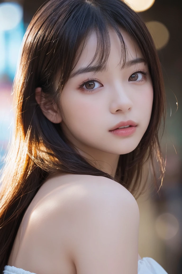 8k,Highest quality,(masterpiece:1.2),(Realistic),(Realistic:1.37),Ultra-high resolution,1 female college student,city,smile,Beautiful Eyes,(((Cute casual clothes))),Big Breasts,Perfect body,Perfect Fingers,Professional Lighting,gravure,Detailed face and skin texture,fine grain,RAW Photos