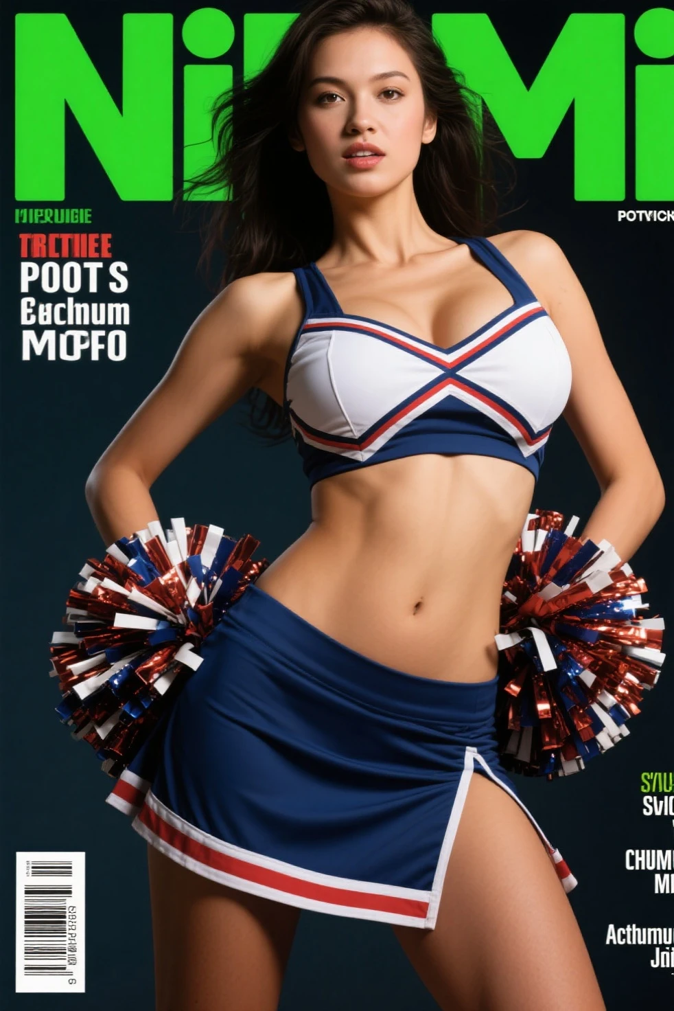 Full body photo of SEXY 50YO MATURE MILF AISHWARYA RAI as FITNESS MODEL, (ponytail tied hair), ((US flag print latex bikini)), ((high boots)), (((seductive pose on mens magazine cover))), day scene, curvaceous mature hourglass figure, look straight at camera, sexy 50 yo mature MILF, soft volumetric lights, intricate details, (ArtStation:1.2)