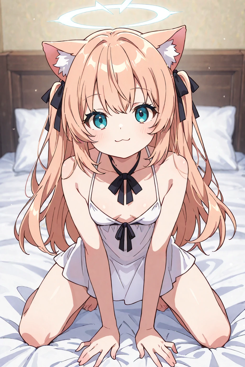 1girl,,big breasts,hotel room,bed,(8k),
,detailed face, hair, eyes,very long hair,embarassed,small shy face,ponytail,hair, high_res, high_definition,battlefield, laying on the bed , nipples,wet skin ,wet armpits, showing her armpits, blushing face,shy, lovely wife, full body view from head to toe, legs open widely, showing her pussy,wet pussy,kanade,(beast Tamer),.
