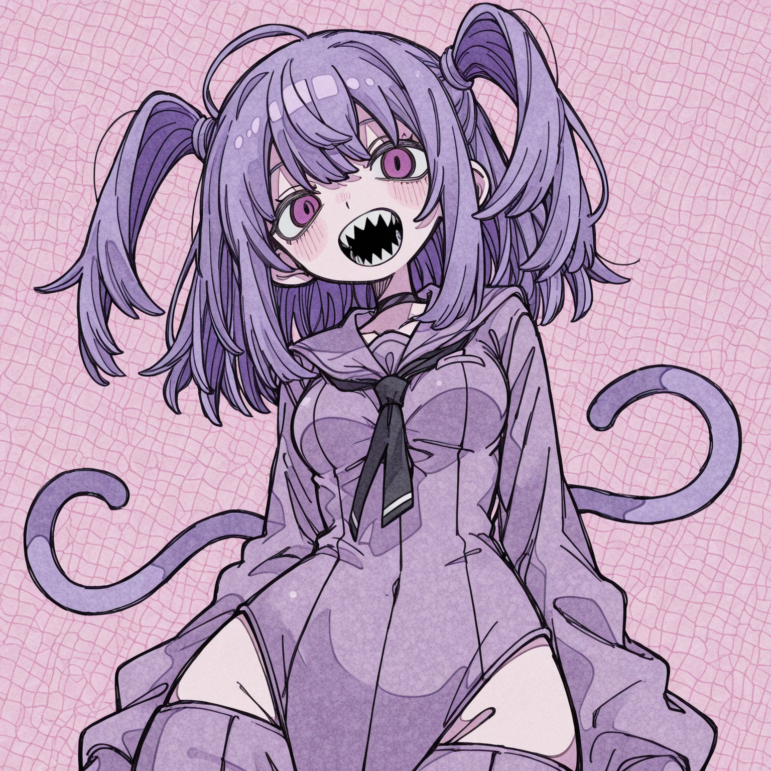 a sexy milf with a blindfold on, has very long purple hair, breasts, showing cleavage, has fox ears, lounging inside bubble bath, only covered by bubbles, surrounded by candles and soft multi colored fuzzy plushies, in bath tub