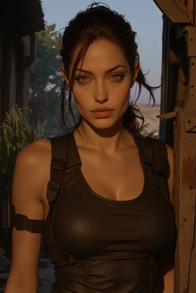 Style of sleepy gimp (Meisterwerk), (best qulaity), (fotorealistisch: 1,3), 8k, detaillierte Hauttextur, beautiful detailed face, komplizierte Details, Sexy Mittelalterliche schlanke Lara Croft mix mit gandalf, Beautiful Hot Sporty , Foto Vorbereitend