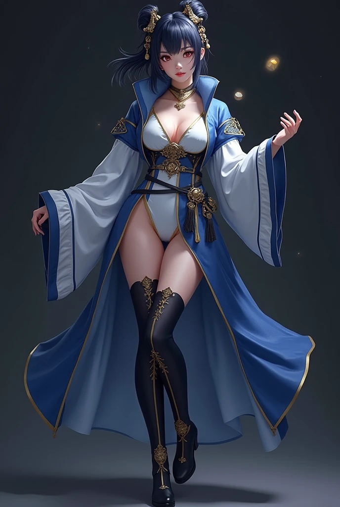Blue emblems, high art, solo, a girl, full body, beautiful, cool, sagging breasts, simple background