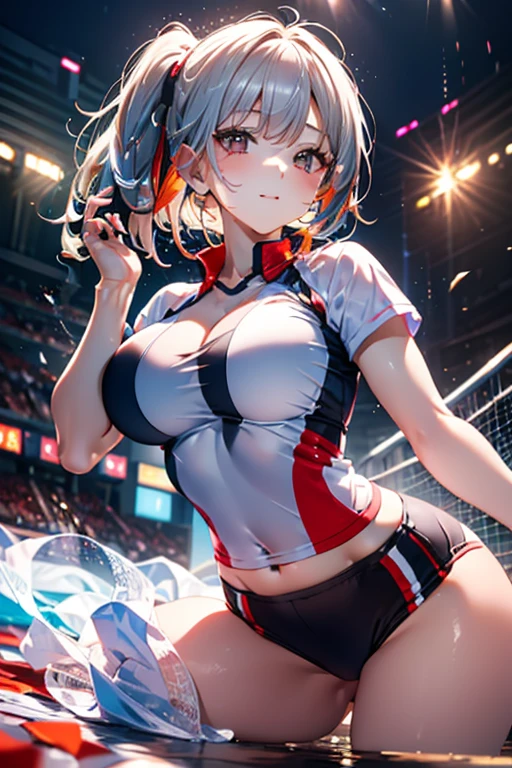 mastute piece,Best Quality,insanely detailed,8k cg,nsfw,
(shoot upper body:1.3),
(1girls:1.3),standing,looking at viewr,body in front,both arms behind back,(bowling-uniform:1.3),(bare breasts:1.4),(bare nipples:1.4),
break,
blush,shy,(ecstasy face),(trembling:1.2),break,(light silver hair:1.2),
break,
perfect breasts,perfect teats,(open mouth:0.9),(large breasts:1.2),
(bowling-alley)、