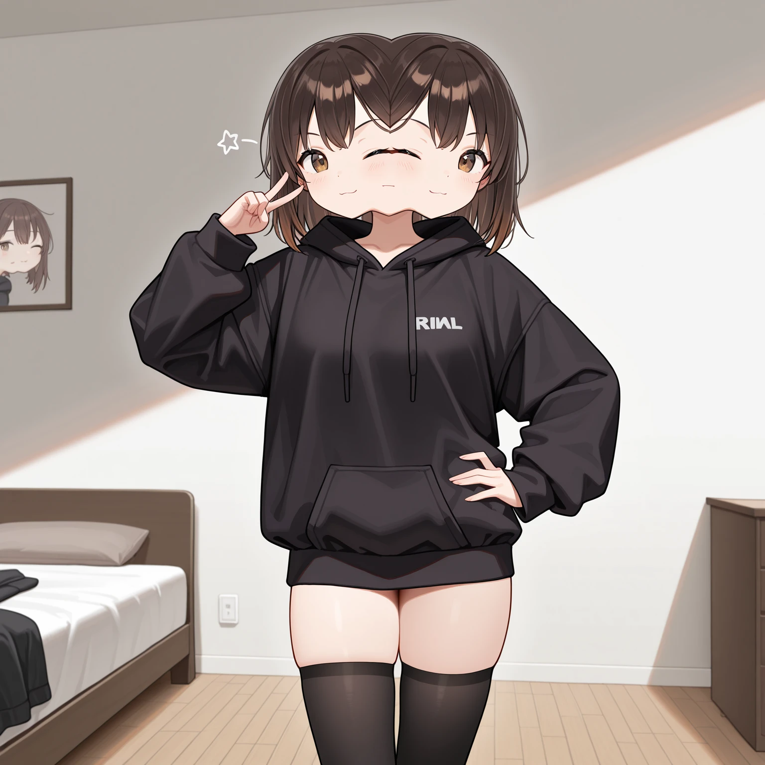 fluffly... loli, just wearing a big sweatshirt without panties 