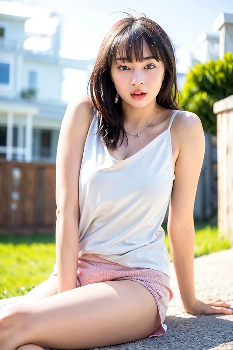 (8k, RAW Photos, highest quality, masterpiece:1.2), Super Resolution, (Realistic, Realistic Photo:1.37), whole body, 頭からつま先までwhole body, High-resolution RAW color photos, Professional photos, Very detailed, 8k wallpaper, Very detailed美少女, Very detailed顔, Very detailed目, Very detailed肌, Very detailed指, Very detailed鼻, Very detailed詳細な口 , Very detailedな脚, Perfect Anatomy, Very detailed背景, Very detailed衣服, 1 girl, (18:1.2), Age 25,  Fair skin, Oily and shiny skin , Curly Hair, (bangs:1.2), smile, Cute Face, Realistic face, Super tight aloha shirt, No bra, Micro Mini Skirt, Bend over with your butt facing the camera, Dynamic Lighting, Very large breasts, stockings, High heels