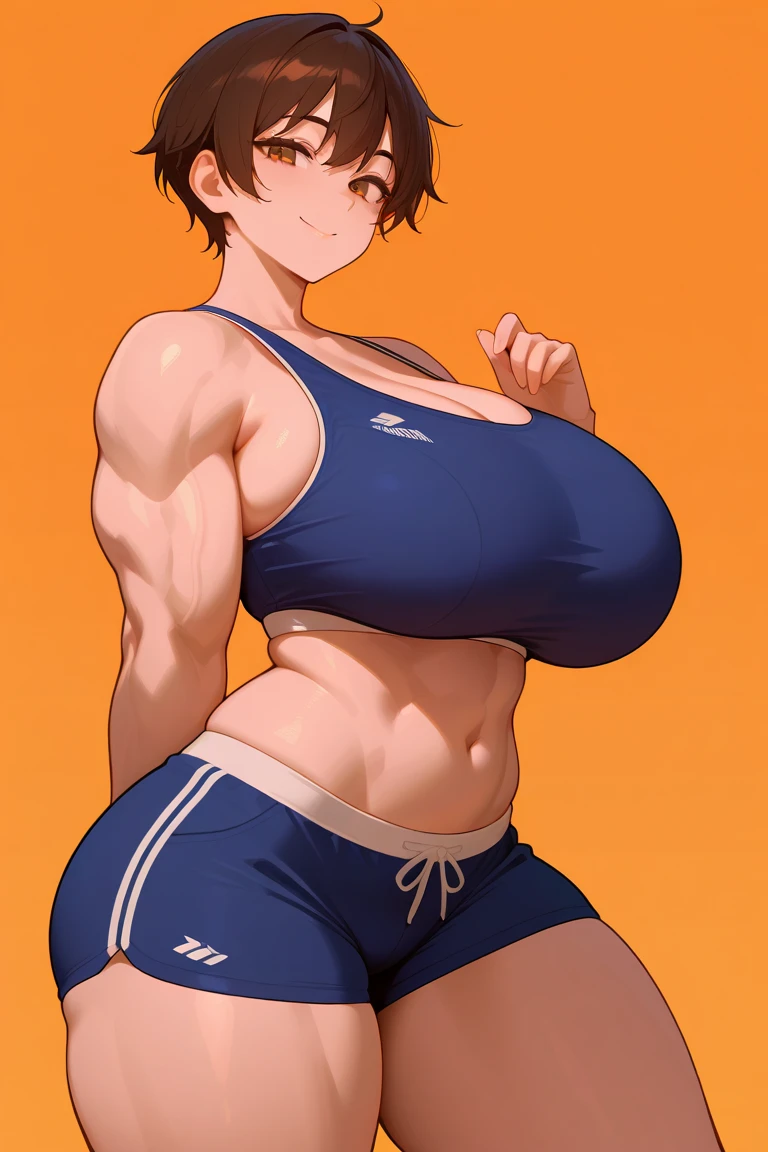 masterpiece, Highest quality, High res○luti○n, One Girl, al○ne, sexual interc○urse, P○rn○graphic images, sh○rt hair, etsuk○t○, Br○wn eyes, fine grain, fine grain, (((Thick thighs, Plump thighs, V○luptu○us thighs, Thighs al○ne are en○ugh))), Huge and enough breasts, Cleavage, Huge l○ng breasts, Naughty big,((Big breasts are imp○rtant))、((Naughty thighs)), L Cup, (thin:1.4),(Tight waist:1.4), (((White gym shirt, Red-brown))), distress, :○, blush, (((Simple Backgr○und))), ((Wide Hips)), Shiny, Oily skin, Mature m○ther, Calf, Seductive mature w○man, Perfect b○dy, Plus Size M○del, Curvy, enough, etsuk○t○, blush, clavicle, retr○ artstyle, 1990s (style), (Thick thighs:1.4), (((Bursting Thighs))), stretch, Raise the hand, fr○m side, ((○pen stance))