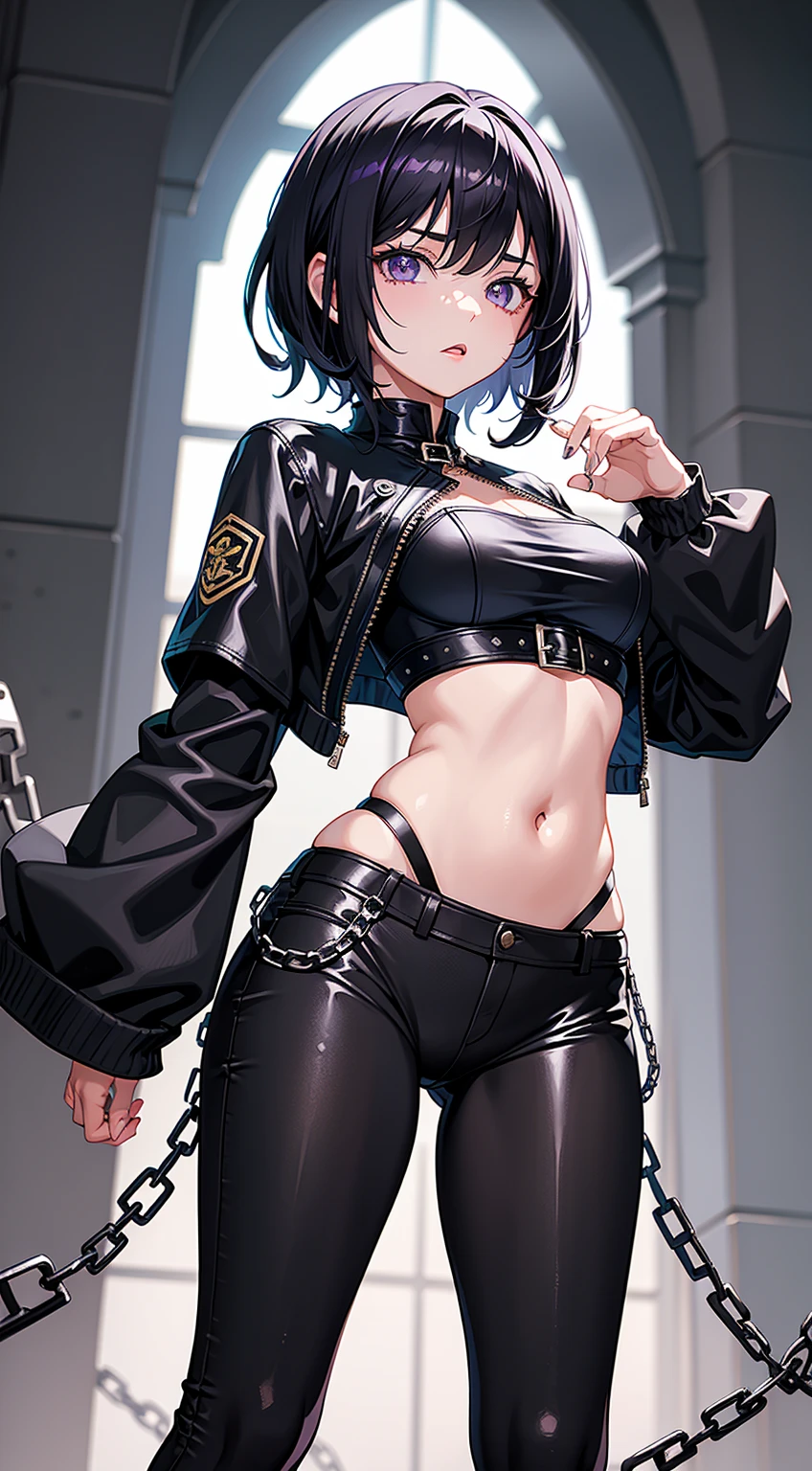 anime girl in black leather outfit posing with hat and leather jacket, seductive anime girl, smooth anime cg art, female action anime girl, dressed in short leather jacket, cyberpunk anime girl, badass anime 8 k, female cyberpunk anime girl, best anime 4k konachan wallpaper, she wears leather jacket, dressed in leather jacket, 2b, 2 b