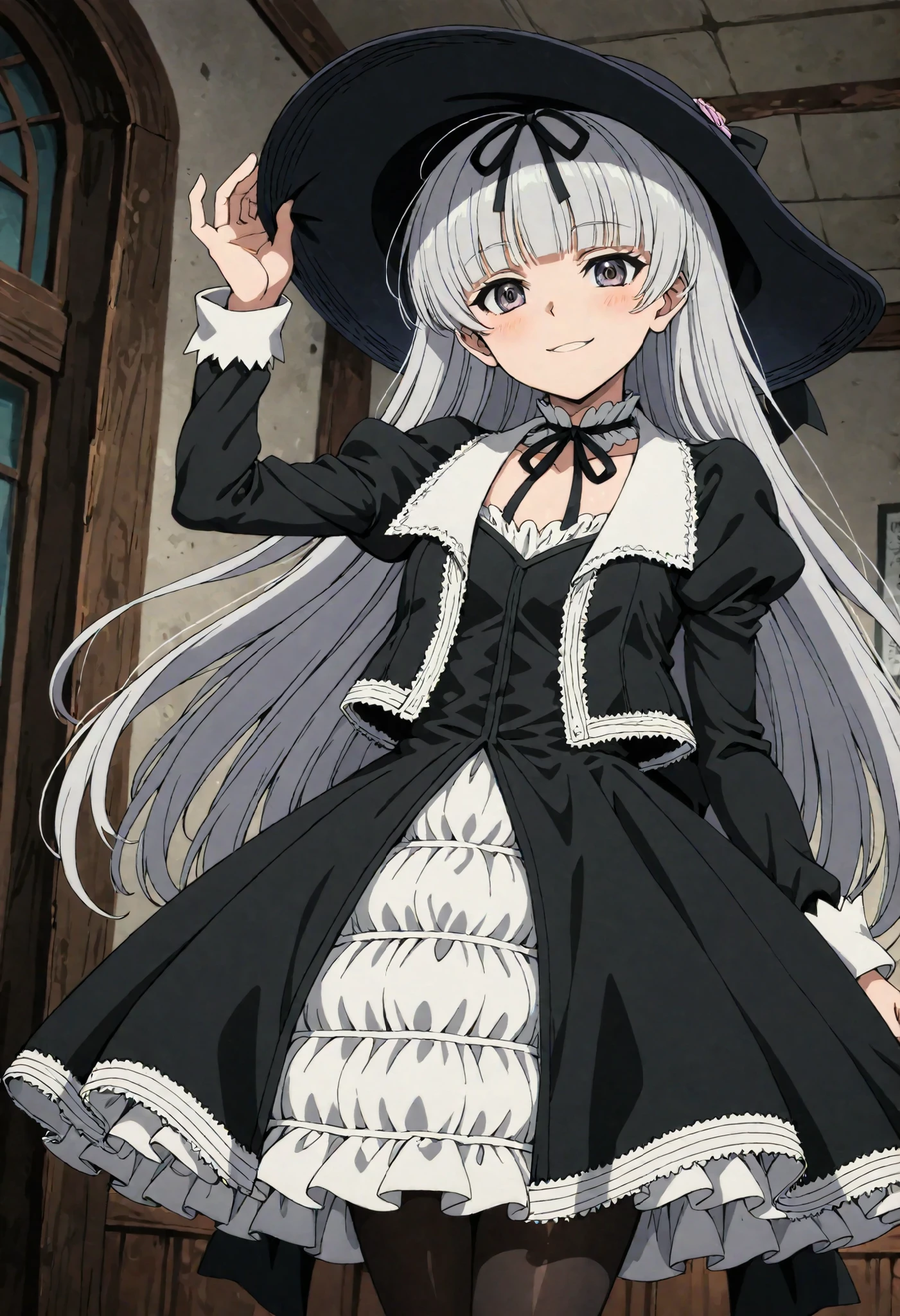 Gretel (black lagoon), Gothic Fashion,black hat,, Best Quality, HD ,masterpiece, High Resolution,,