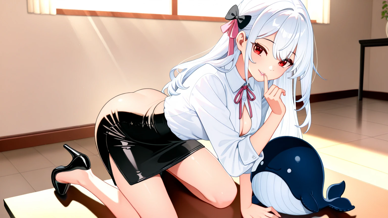 liliana 1girl, solo, long hair, looking at viewer, bangs, blue eyes, white hair, dark skin, blunt bangs, dark-skinned female,
BREAK ((collared shirt, (white shirt:1.2), long sleeves, pleated skirt, blue skirt, black pantyhose:1.5))
BREAK kneeling,indoors,implied ?????????,?????????,hand under clothes,breast grab,pussy juice,heart,motion blur,panting,saliva,sound effects,
BREAK (masterpiece:1.2), best quality, high resolution, unity 8k wallpaper, (illustration:0.8), (beautiful detailed eyes:1.6), extremely detailed face, perfect lighting, extremely detailed CG, (perfect hands, perfect ???????),