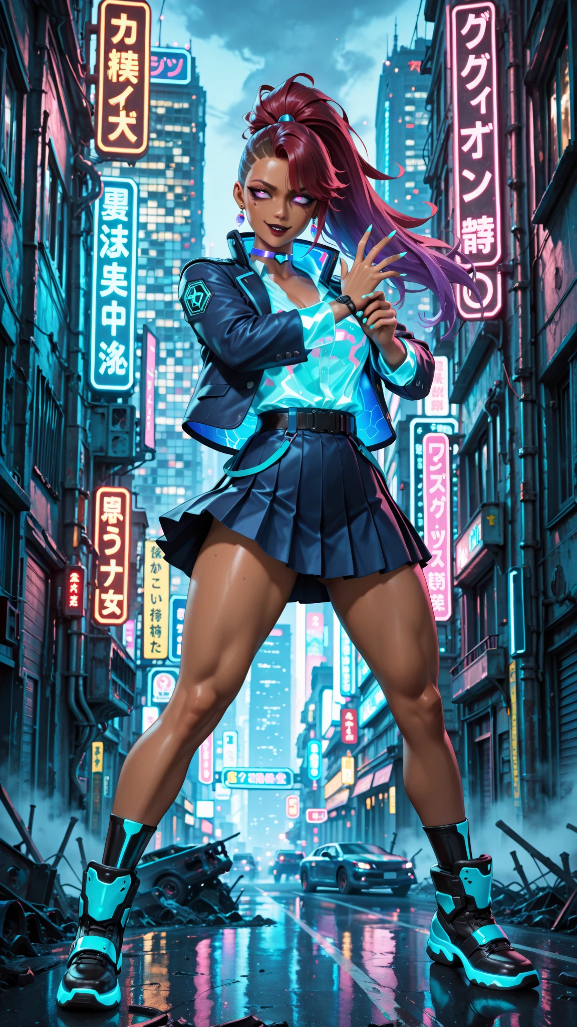 (best quality, masterpiece, colorful, dynamic angle, highest detailed)((<lora:white_rock_shooter-10:0.8> white_rock_shooter, shorts, midriff, swimsuit, bikini, bikini top only, flaming eye, glowing, purple eyes, white shorts, front-tie top, white bikini, white hair )), upper body photo, (high resolution textures), in dynamic pose, bokeh, (intricate details, hyperdetailed:1.15), detailed, sunlight passing through hair, colorful art background, (official art, extreme detailed, highest detailed), photodromm, erotic, large breasts, hyperrealistic art, extremely high-resolution details, photographic, realism pushed to extreme, fine texture, incredibly lifelike, <lora:more_details:0.5>