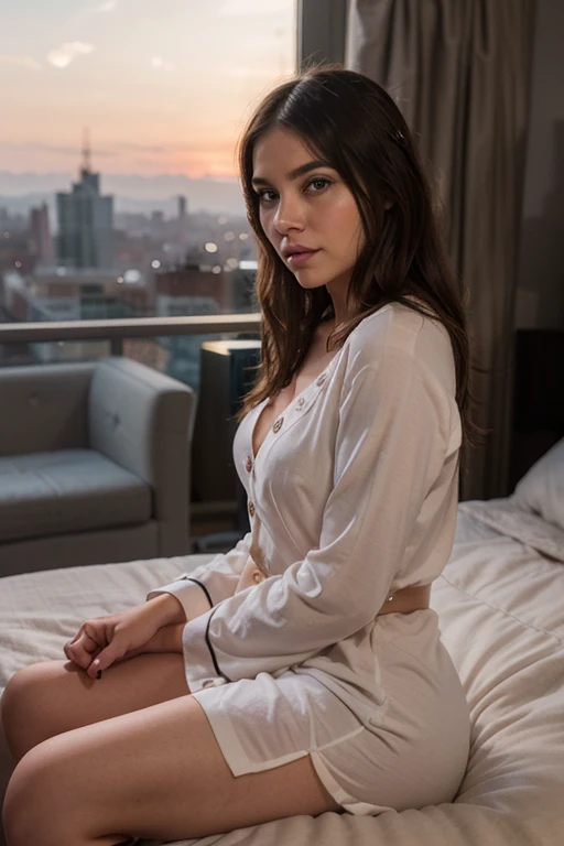 (Cinematic Shot:1.3) Tower13_Antonija (skinny, slim, slender, narrow waist:1.3) ((Photo Focus, DOF, Aperture, insanely detailed and intricate, character, hypermaximalist, hyper realistic, super detailed, (lens flare))) (Pink Satin Pajama Shorts and Shirt:1.3) (On the Terasse of a New York Penthouse looking at Central Park:1.3) (smile:1.3) <lora:exposure_control_v10:-0.2> <lora:more_details:0.3>