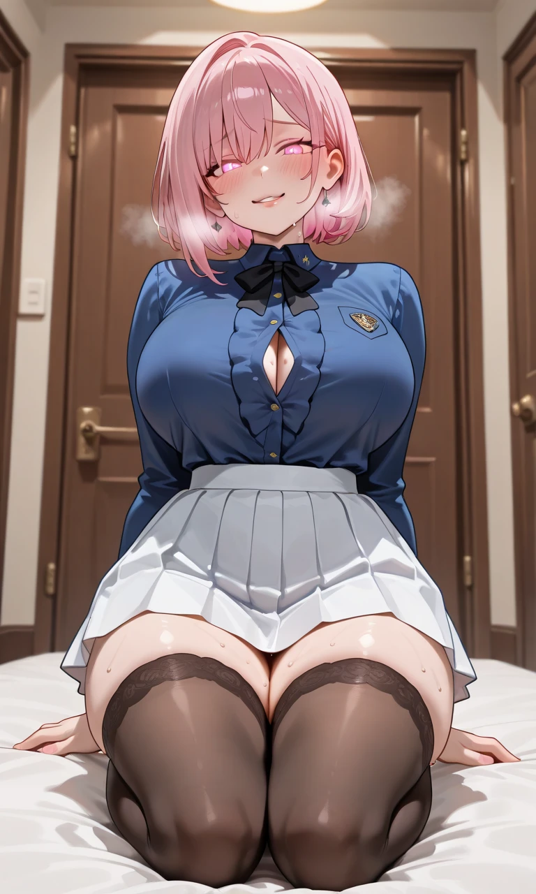 (masterpiece)、(Best image quality)、(Very detailed)、(Very detailed)、4K、(8K)、Best image quality、(beautiful), 1 Girl,Huge breasts、Thick thighs、Noise Reduction、Emphasis on the crotch、Breast augmentation、(pantyhose:1.2),squat,Spread your legs,(nsfw :1.3),pubic hair,blush,Sweating,(Eyes are hearts:1.2),(Bukkake on thighs:1.2),(Mind control:1.3),smile,(Sex slave:1.3)