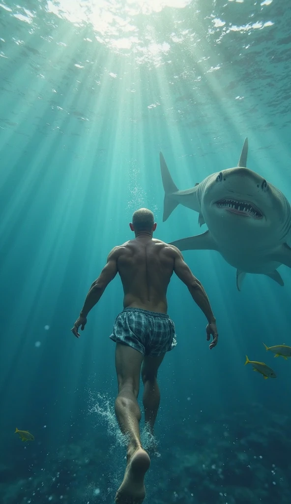 shark bit man in sea