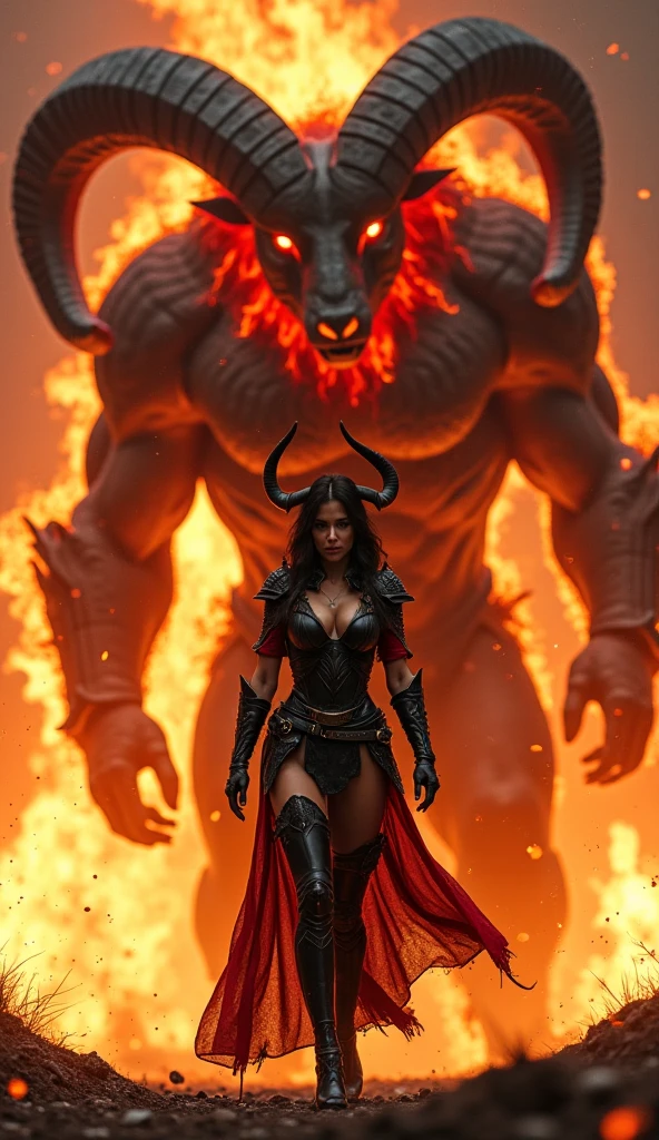 (black demon:1.5),(beautiful female model:1.5), (demoness with Large horns:1.25),(1 super muscular succubus with flayed skin:1.5), (covered in thick muscle suit:1.5), (exposed perfect anatomy:1.5), high detail, best quality, masterpiece, finely detail, realistic skin texture, 85 mm art lens, f 1.2, sharp focus, 8 k high definition, insanely detailed, intricate, hell background, glowing red eyes, dark hair, glowing hell background, holding flame whip, black snake skin