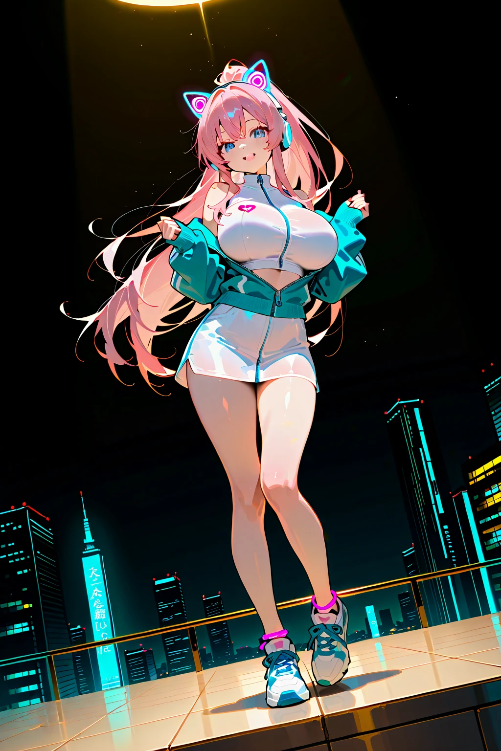 Homem musculoso usando calcinha rosa fofa e meias de coxa, has long flowing white hair, tem orelhas de lobo, tem cauda de lobo, usando lingerie, suado, It stands alone, sozinho, bulge in crotch bulge+,  huge bulge, coxas extremamente grossas,  bunda grande,