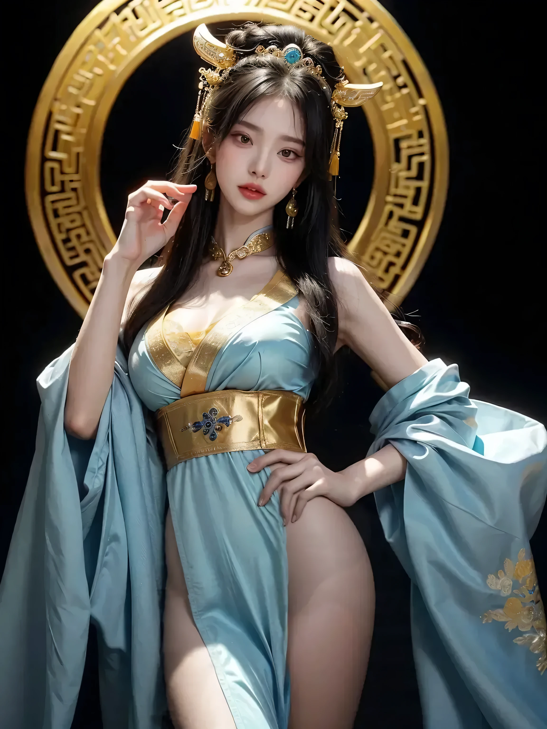 masterpiece、A hyper-realistic、32k、the Extremely Detailed CG Unity 8K Wallpapers、top-quality、1lady、
Cute little girl s、goddes、goddes、Royal style、GOLD accessory、Royal style、fullnude,gargantilha,GOLD accessory、DC Comics、(、、✨ ⭐️ ⛈️ 🌕)、(🌈(the wind))、