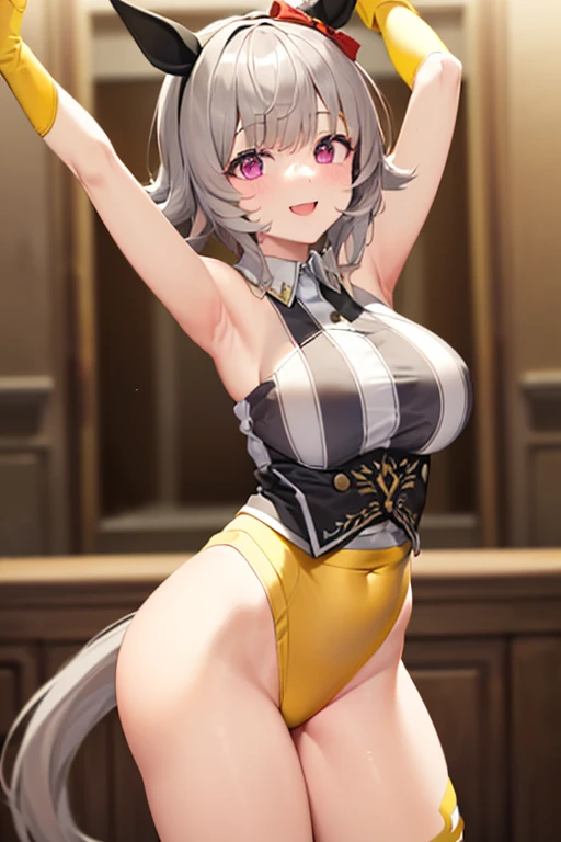 1 girl, figure, Game CG, Absurd, Highest quality, Liza, workshop, Alchemist, Large Breasts, Bunny ears, Detachable collar, Wrist cuff, strapless leotard, Fishnet tights, Bunny girl