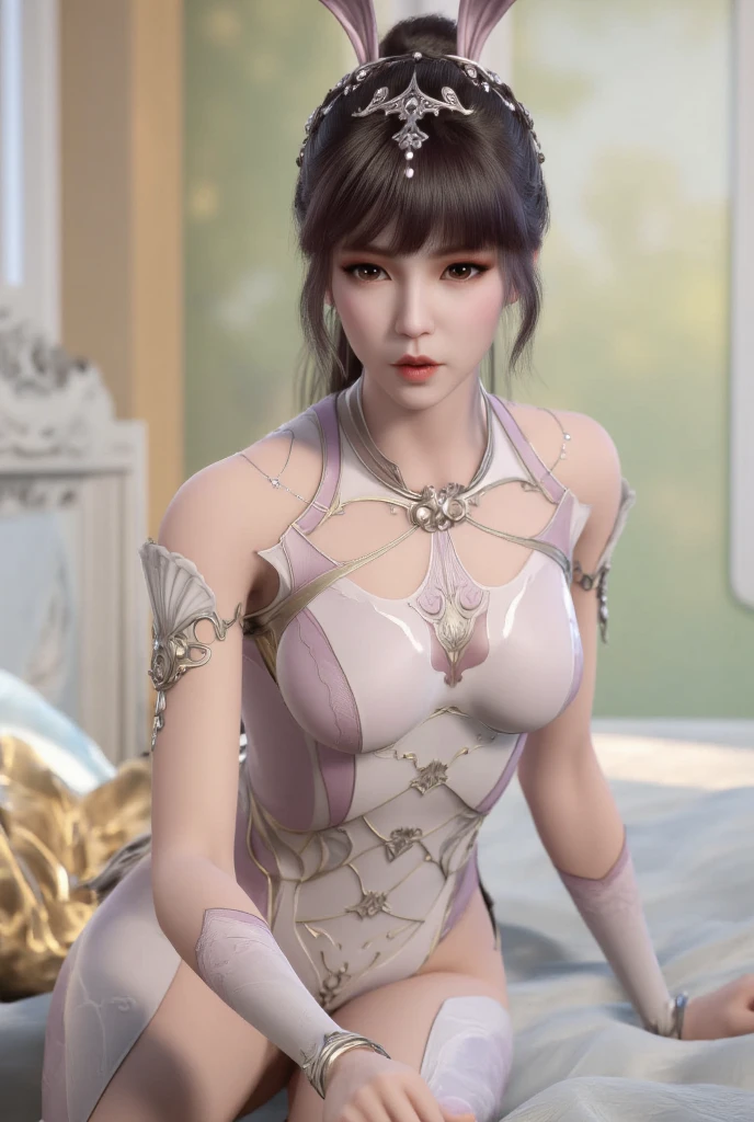 8K Super Resolution、Beautuful Women、One lady、Dark brown hair:1.1、com rosto detalhado、Detailed lips、significant、(Eyes are in focus)、二重まぶた、Eyes of the Princeseautfull Japanease woman、Beautiful Japan、Travel around the country、(((Lie on a futon in a tatami room)))、((Darkroom lighting))、 lip、Bewitching body、captivating posture、chest grabbed、(((G Cup Big)))、(((Huge breastust 82、8 class large、Striking a balance、in her 20s、Perspective、Lovely smile, Shiny Japanese kimono details with pink floral pattern isolated on white background、Ultra-realistic and detailed floral patterns and shiny knots、Sharp images、Delicate eye shine、(Wear beautiful Japanese patterns)、Natural hand shape、((20 year old Japanese beautiful girl in thin and sexy colorful lace color lingerie))、(((Sexy colorful lace panties)))、((Thin and sexy colorful lace panties))、bunny ears
