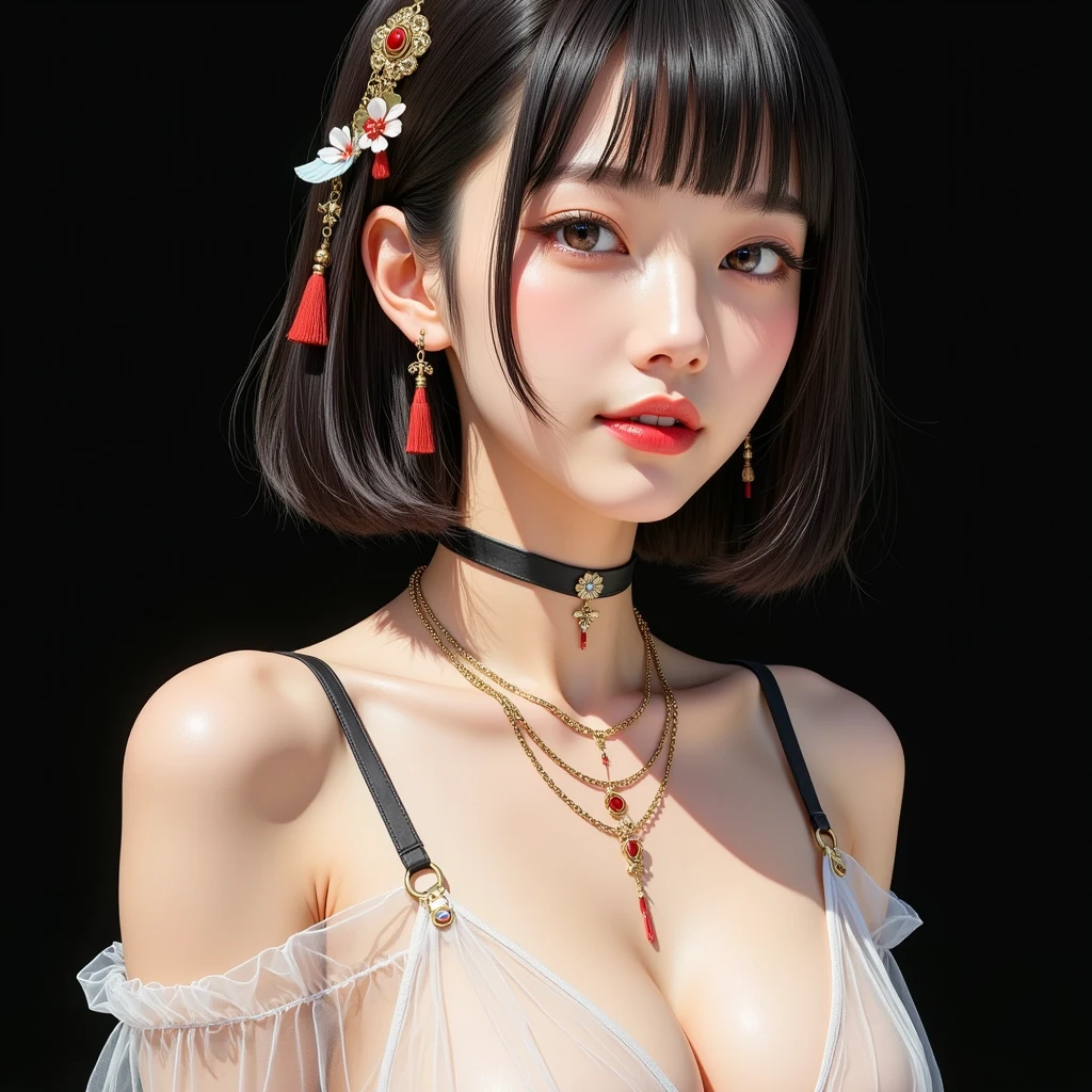 (tmasterpiece, Top quality, Best picture quality, offcial art, Beautiful and aesthetic:1.2),The most beautiful goddess, Bare upper body, (bodhisattva),(Gorgeous gold art:1.2),Golden Palace, extreme detailed details,(Fractal art:1.3),A charming mature woman with an oriental flair,(独奏),((huge boob:1.5)),Side Chest,underbust,,Colorful and colorful, highest details, ,Stunning, Splendid palace, Vivid, Masterpiece figure, carismatic, Realistic ,(Sagging breasts,Strong sense of three-dimensionality),(cleavage),(The areola is faintly visible), Aesthetic, Depth of field,Topless. Unbeatable charm, Light smile:0.5,(Filled with golden dragons hovering in the background:1.2),Splendid and spectacular,drak,hawk,((full bodyesbian))