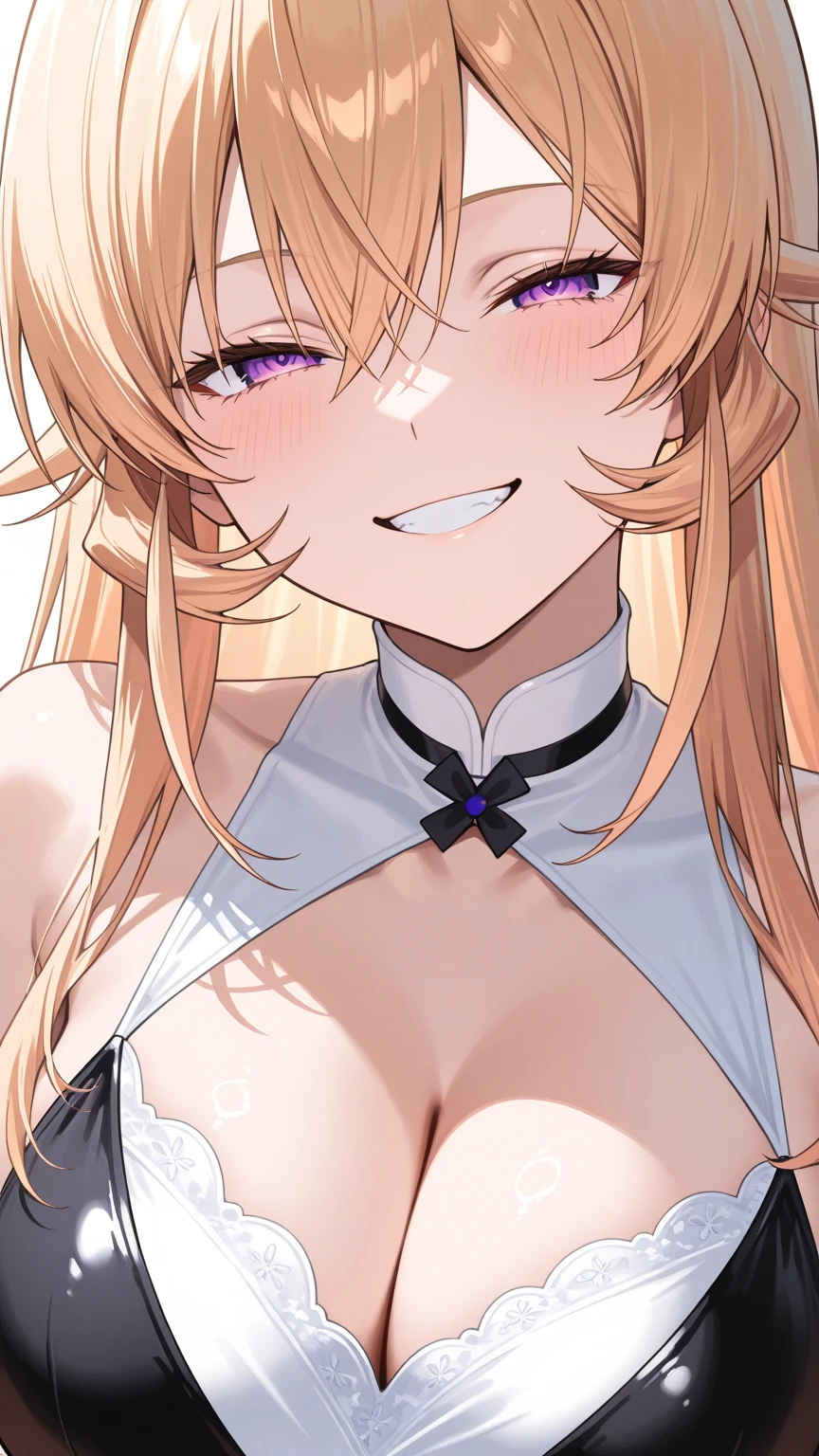2D blonde black silk all no bra no panties