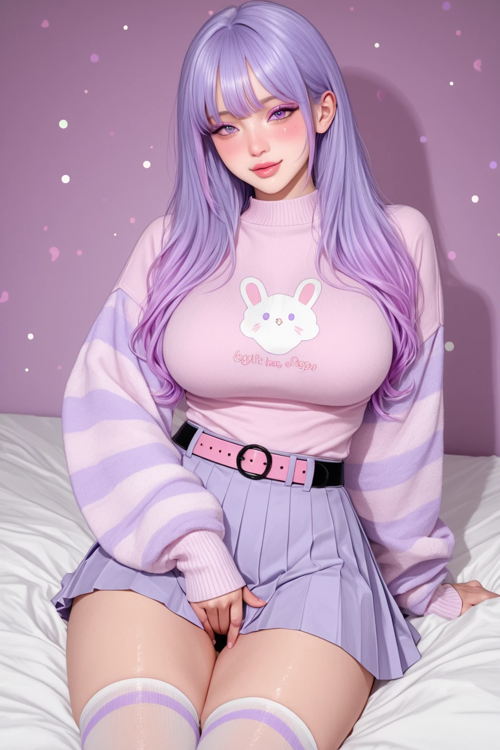 ((masterpiece)), (best quality), perfect anatomy, highres, detailed, (8k), photorealistic,best quality, ultra highres, ((detailed face)),
<lyco:onisuna_lycor_01:1>, onisuna, solo, 1girl, multicolored clothes, blue hair, looking at viewer, long hair, heart, pantyhose, sitting, hairband, smile, sparkle, striped, realistic, long sleeves, indoors, book, sweater, underwear, bangs, lips, hand on own knee, sleeves past wrists, fingernails
