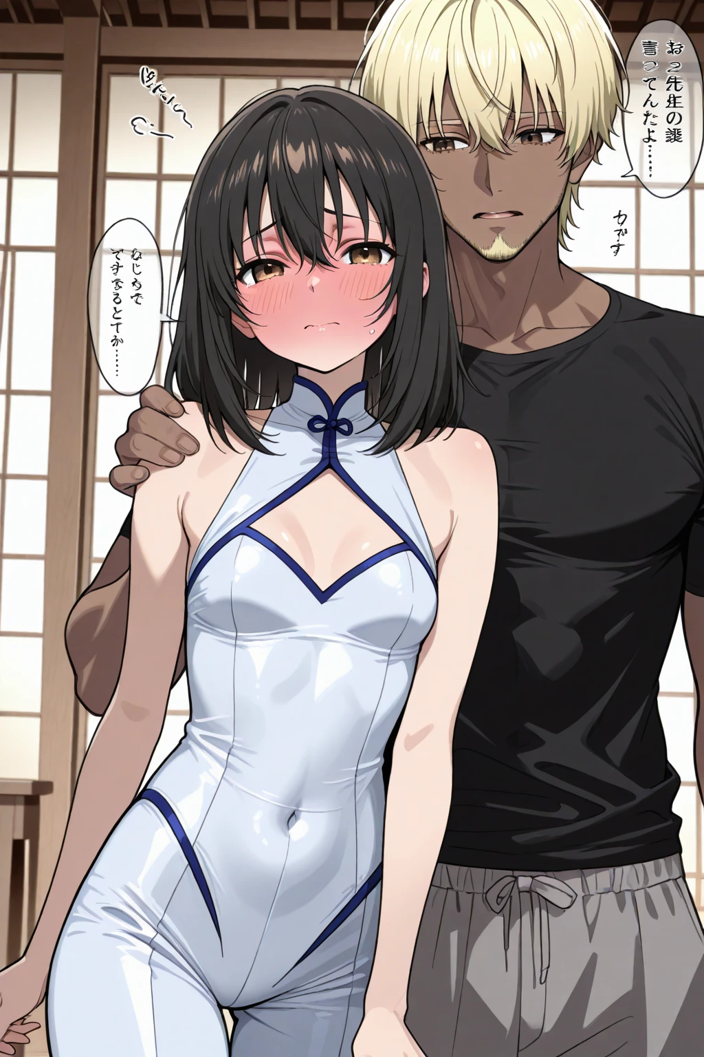 NSFW,masterpiece,Highest quality,High resolution,Super detailed,Yukinoshita Yukino\(My Youth Romantic Comedy is Wrong as Expected\),Black Hair,Long Hair,Light blue eyes,High quality sexy micro bikini,Halter neck,Cat ears headband,Bell Collar,Small breasts,Face in love,Embarrassed,blush,(Ahegao),Pool at night,Beach parasol,(Big man),(Squirting),Spectacle,(Sex slave),(Having sex),Insert,Creampie