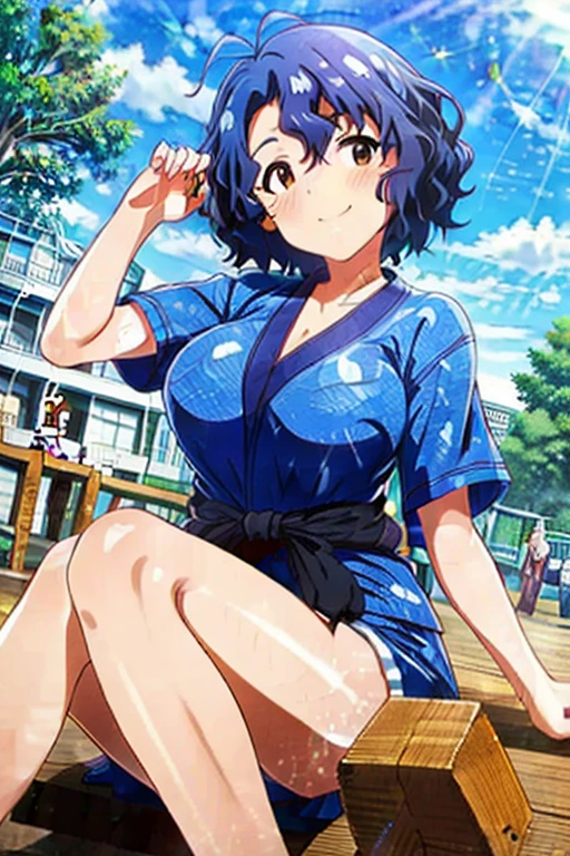 (Highest quality:1.4、masterpiece:1.4、Super detailed:1.4、Ultra-high resolution:1.4、8K:1.4)、F cup bust、Big Breasts、Slim body、((((1 person、Surprised expression、sit、Chair、In the background are the urban buildings of Tokyo、looking at the camera、Outdoor café terrace、coastal、juice、Shooting up close、Shooting from an angle、table、Very cute face))))、(Pose with hands tucked behind ears:1.4、Cheek resting on hand:1.4）、((nude、very beautiful areola、Off-shoulder camisole))、Nipples、Very blue sky、A completely cloudless sky