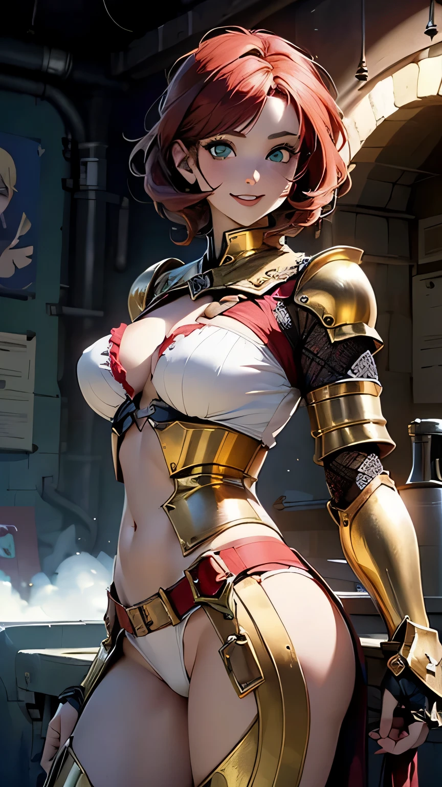 Kousaka honoka,see through,hair ornament, oily skin, bangs, beautiful, beautiful woman, perfect body, perfect breasts, bodysuit, shoulder armor, groin armor, a slight smile, masterpiece, textured leather, super detailed, high detail, high quality, best quality, 1080p, 16k