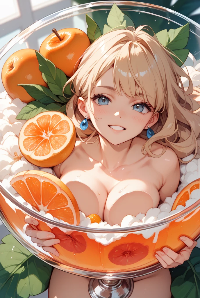 (masterpiece, best quality:1.5), (ultra detailed, high resolution, 8k, beautiful detailed, UHD, best anatomy), 1 cute girl, white hair, medium breasts, Peeling and licking a banana