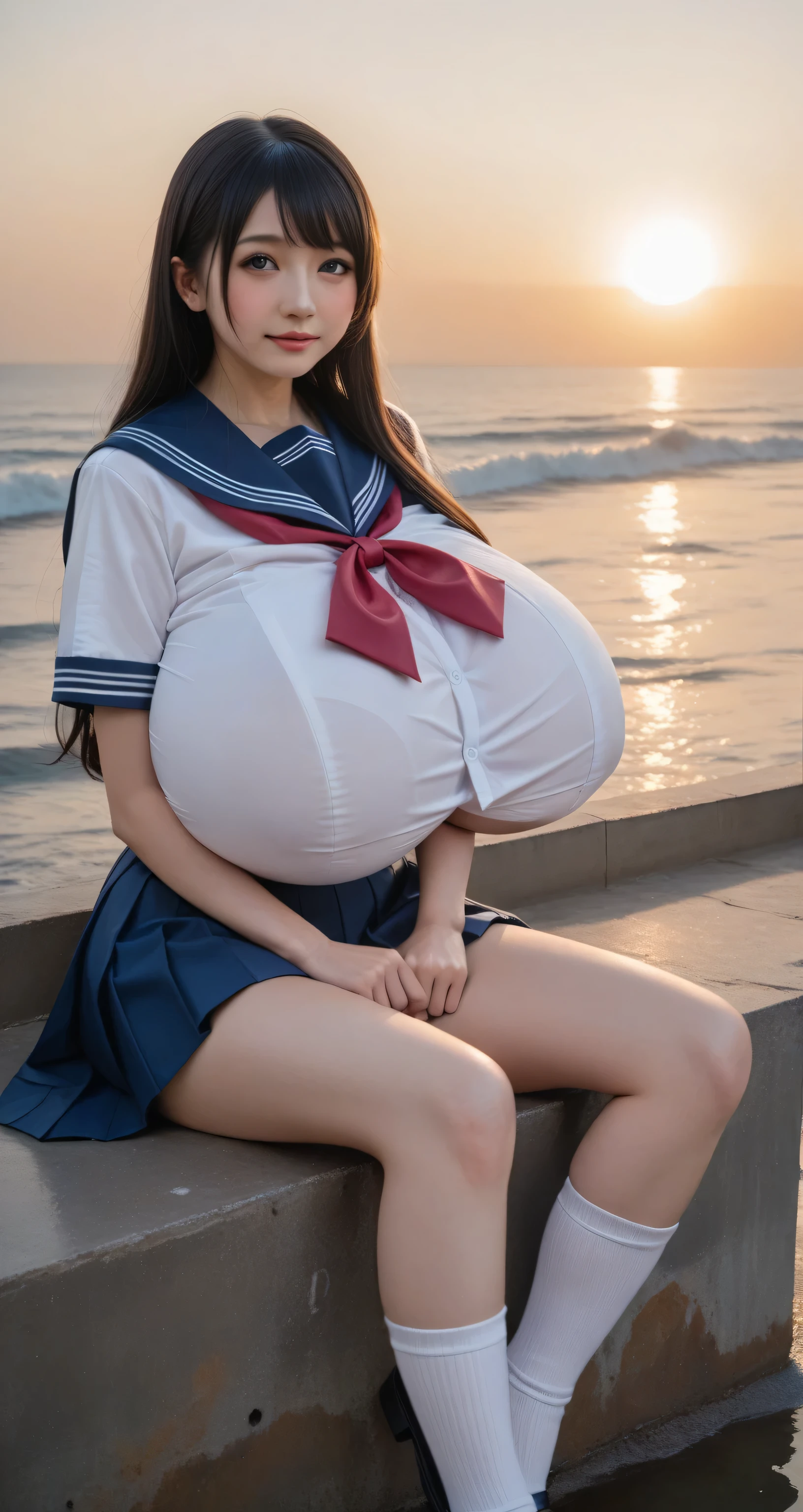 huge breasts, big hips,full body shot, mature mother, Whip whip lower body, plump thighs, plump calves, bewitching mature woman, Perfect body, plus size model,high school girl,sailor suit, skirt is short,Mature woman wearing sailor suit,