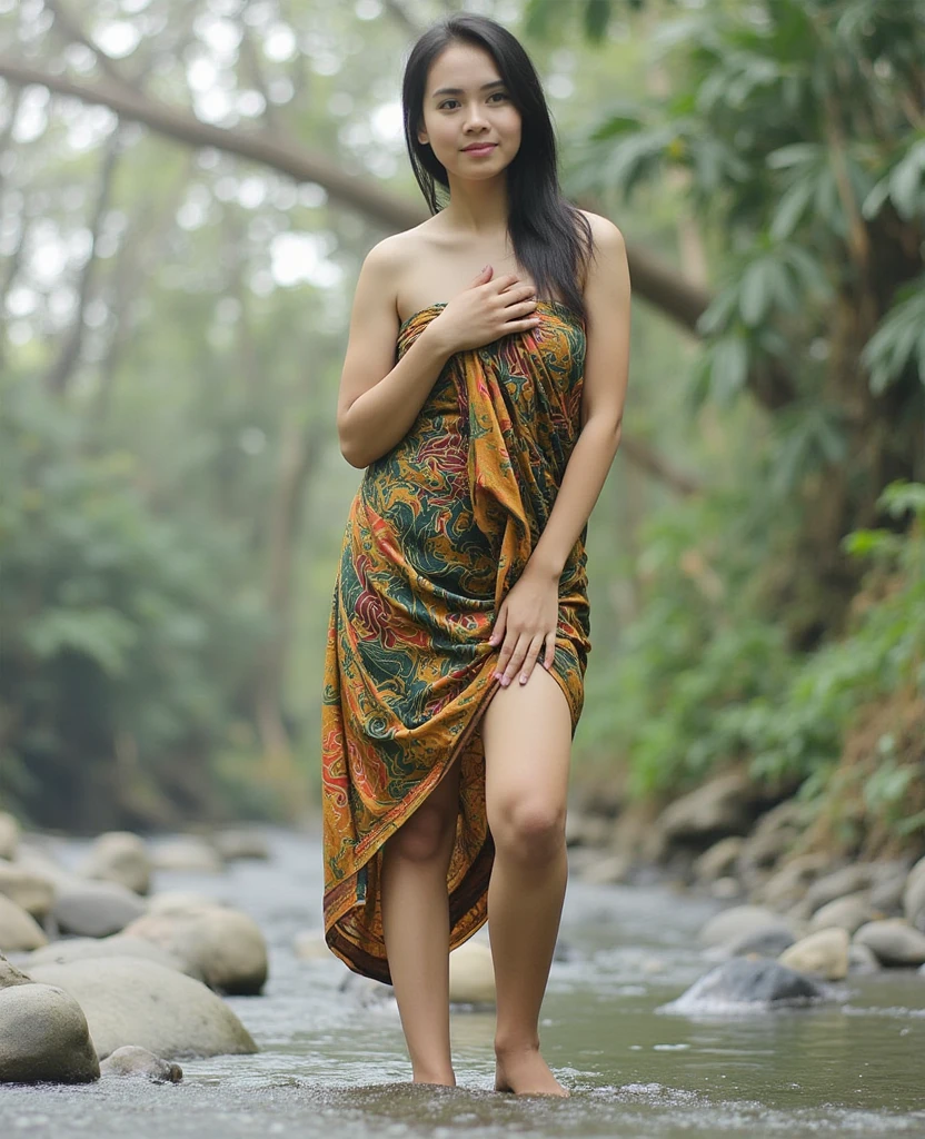 Replace the background with tropical forest with small leaves, bushes, hyper realistic,