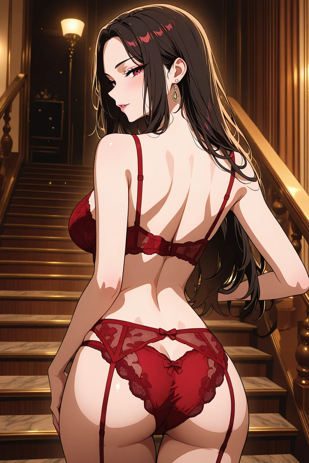 anime artwork, score_9, score_8_up, score_7_up, score_6_up, score_5_up, score_4_up, hu tao, she is 24 years old, style_3, white background, , , , , _, , sit, , , bikini, 1boy, zhongli, he grabbing her tits from behind