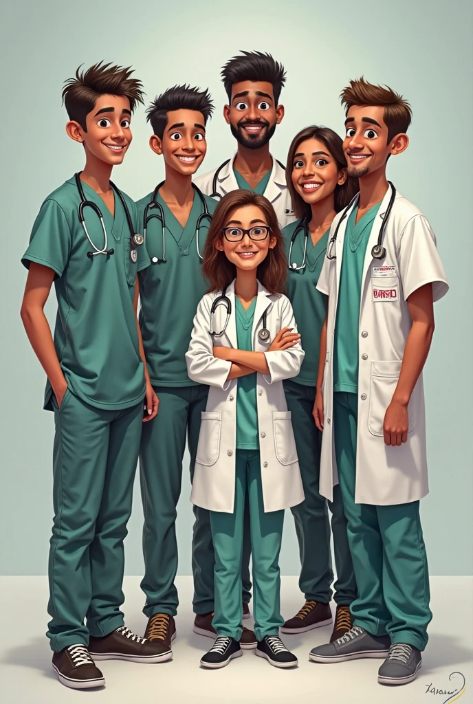 Kids and education concept - Small indian boy and girl posing in front of Green chalk board in engineers fancy dress and doctor costume with stethoscope --auto --s2