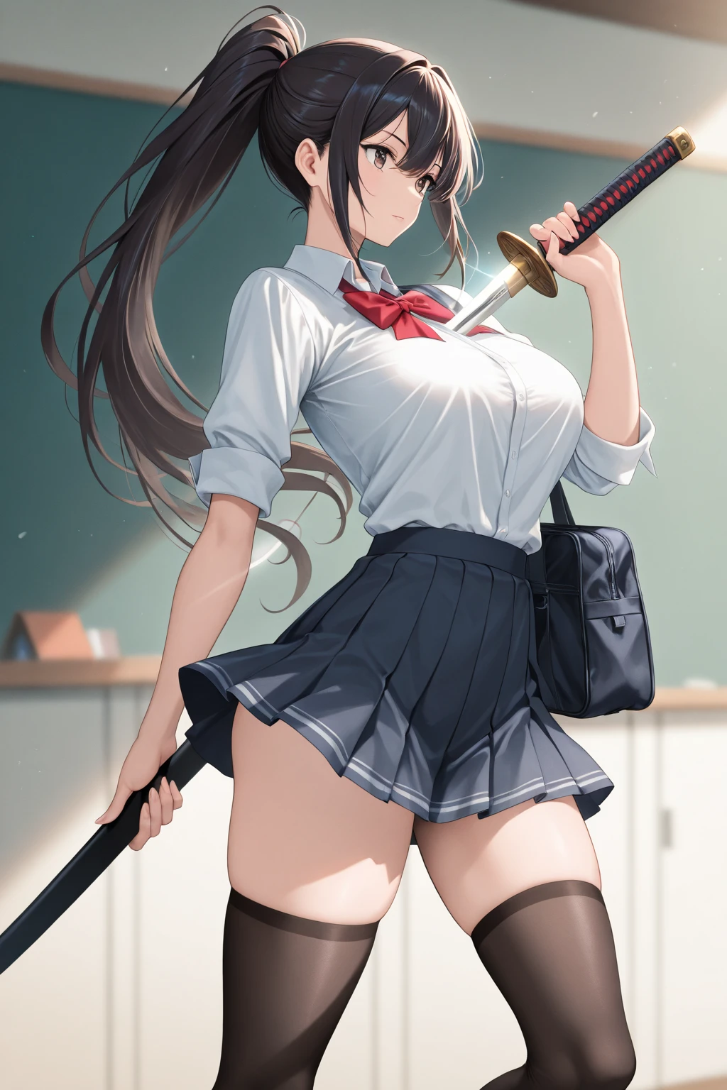 One woman、beautiful girl、high school girl、Polo shirt、mini skirt、Tight Skirt、Sun visor、ponytail、Long Hair、Hit a nice shot、Golf course、Holding a golf club、Golf Posture、slouch、A packed audience、Highest quality,  Thick thighs、Big Ass、Black Hair、Sweaty body、slouch、Professional Golfer、Black panties、Angle from directly below、US Open、A big smile、股を広げてGolf Postureをする