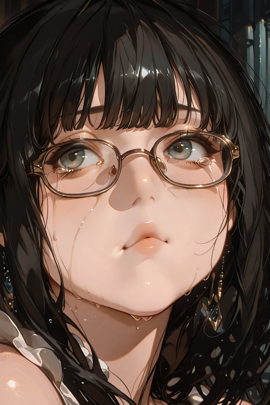 hanekawa tsubasa、eye glass、Braids、A dark-haired、large boob、fullnude、 (Black hair, Brown eyes, Round face),  With ribbon, (nose blush, Naughty, half opened eye, Drooling),On the bed in the infirmary,   [Full body shot]、Hardcore BDSM Kak Dega Again、Plenty of love juice、pale pubic hair、Wearing a black dog collar,Full body shot,body piercings,Large open legs、eye glass、Head-to-toe shots、Hand flail、fetters、Squirting、spout、There are a lot of them all over the body、Soak up the bright sunshine under the tropical sun、The udder is squeezed out with a rope、Woman in chains、slightly turned to the side、The lower back is cramping up and down、Chest is bobbing up and down、screaming in pain、 超A high resolution, (Photorealistic: 1.4)、Crying with joy、Crying in pain、Shot from a 45-degree angle to the right、Huge 、Stand on all fours with your butt facing the viewer、sticking out the tongue、Peeling the whites of the eyes、Crying in pain、eye glasses、