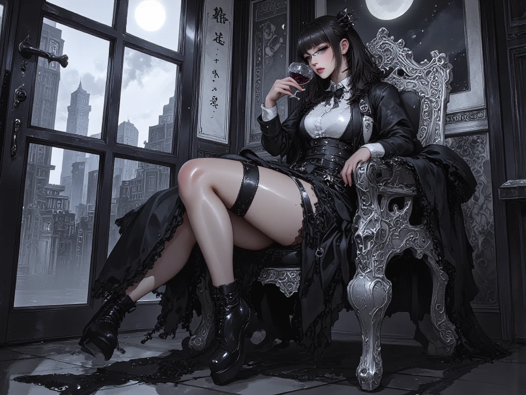 Masterpiece, best quality, uhd, 8k resolution, best light, realistic, detailed background, detailed face, detailed hands, full body, 1girl,  elegant girl from gothicpunk world,   <lyco:NeNe (Chinese-Thai Idol):1.0>,