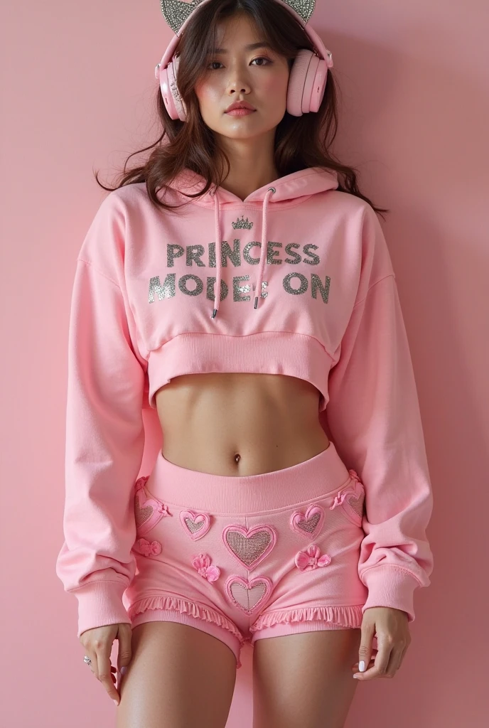 1 girl, pink tshirt