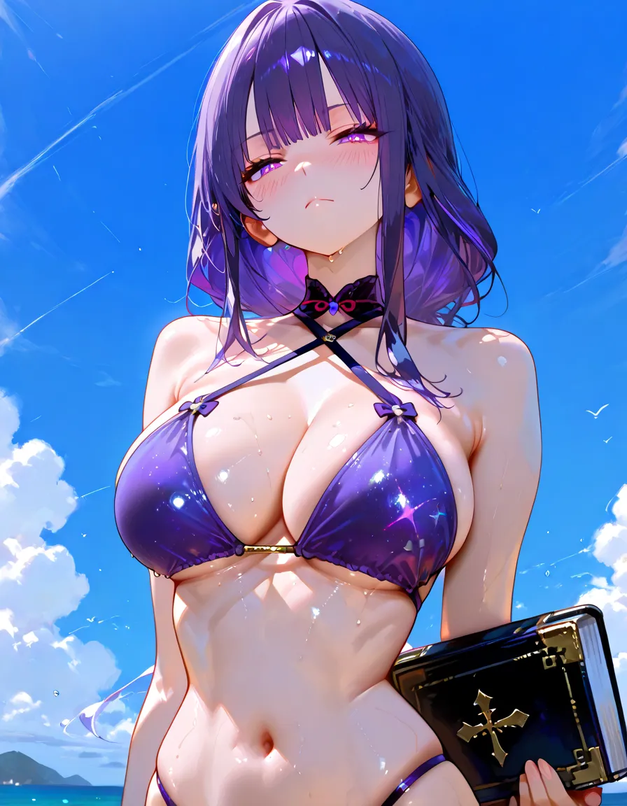 Beautiful girl, smile, colorful world, rainbow sky, big breasts, cleavage,