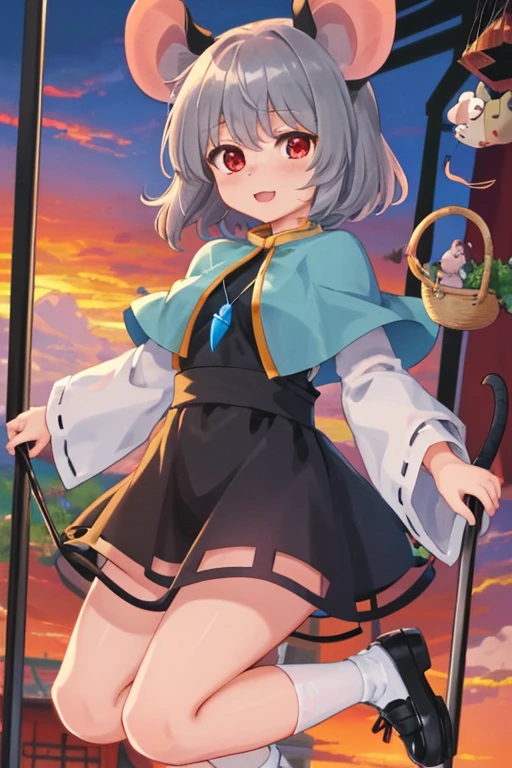 blush, outdoor, daytime, simple background, blue sky, rippled hair, sky, looking at the audience, loli, very cute expression, small short legs, avatar, panties, white tights