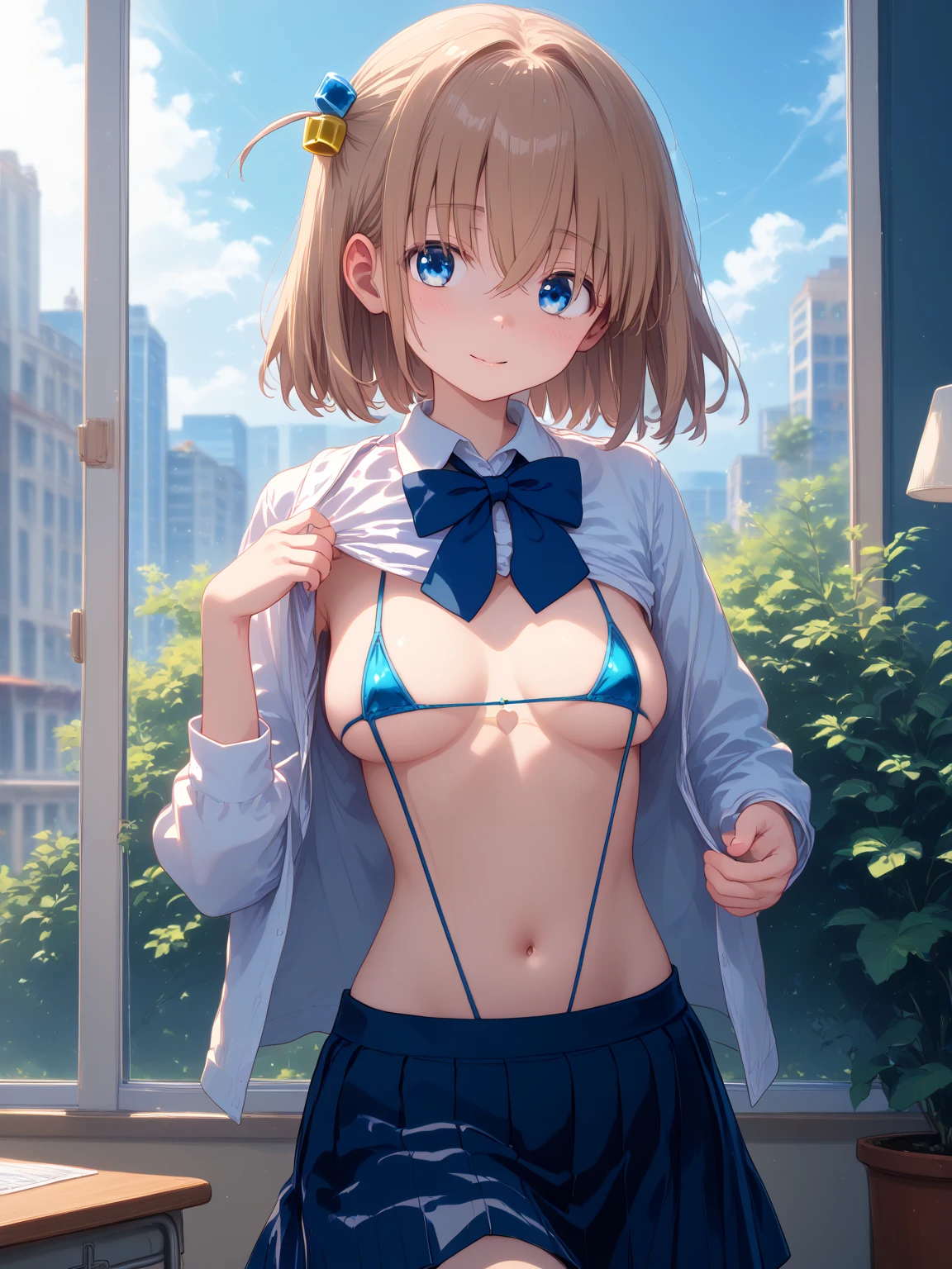 ((highest quality)), ((masterpiece)), (become familiar with), perfect face, smile, (open your mouth and smile:1.3), embarrassed look, (hug:1.3), (The whole body glows:1.3), hair band, head band, hair bobble, high resolution eyes, accurate eye, (high resolution eyes:1.8), (High definition finger 1.8), light smile, four women are posing for a camera outdoors in the water, ((topless)), (small chest), ((Completely naked)), nipple are visible, nippleが丸見えです, multiple girls, nipple, chest, realistic, ((4 girls)), 4years old, 5 years old, 6 years old, 7 years old, ((No panties)), Pussy, knee socks, short skirt, Asian, blue eyes, silver hair, brown hair, blonde, belly button, jewelry, looking at the viewer, necklace, topless, water, , Wet, long hair, short hair, abs, precision small needle, sailor suit, 