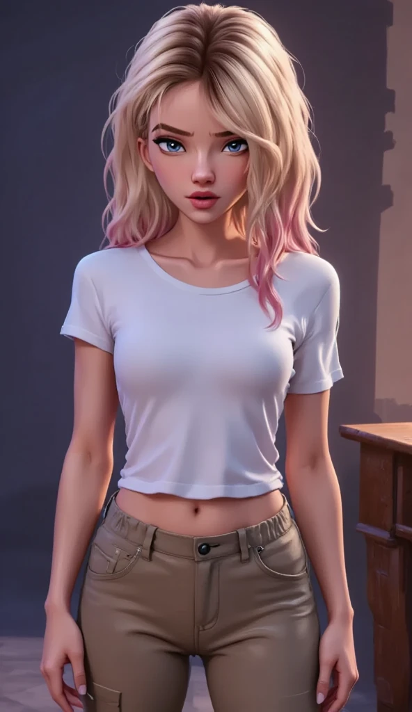 score_9, score_8_up, score_7_up, 1girl, ElsaXPL, (barmaid:1.2), perfect face, white hair, long single braid over shoulder, blue eyes, pale skin, tattooed arms, black rock band shirt, low-cut denim pants, volumetric lighting, cinematic lighting, depth of field, serving cocktails, (bar:1.3), modern, luxury, detailed scenery ,more detail XL,underboob