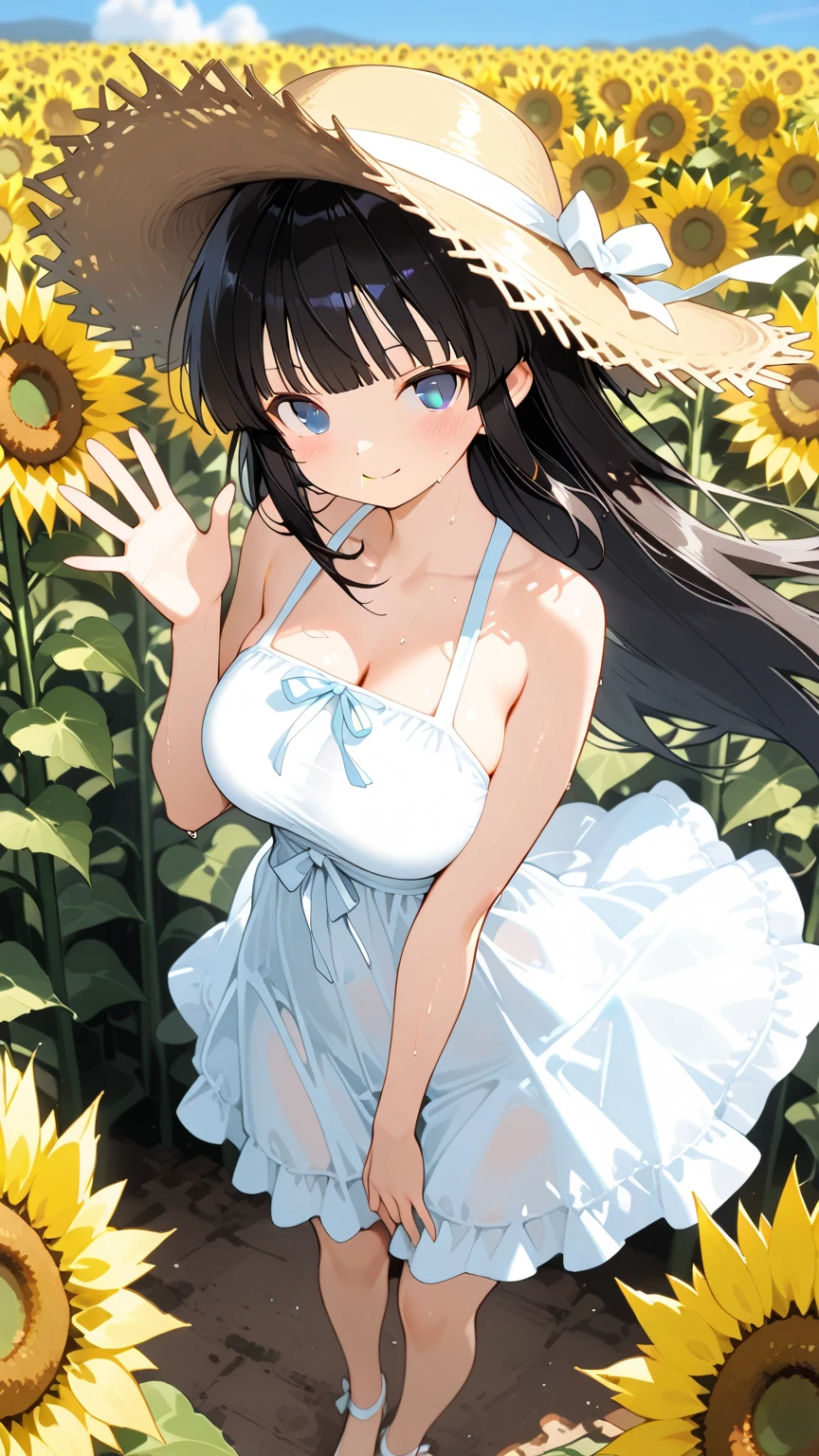 Summer sky、sunflower、Straw hat、Big smile、Oxytocin、One Piece Appears、Open your mouth wide、Wink、Bright, Energetic and aggressive、