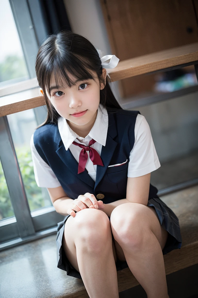 (photorealistic:1.4), best quality, masterpiece, raw 32k photo, (extremely detailed japanese beautiful girl), (extremely detailed eyes:1.2),(baby face), (lolita),(14 years old),(cute face:1.2), ultra-detailed, ultra high res, amazing, BREAK,sitting,
(school uniform:1.5),detailed school girl, (disneyland:1.4), beautiful detailed girl, bangs, cute face, miniskirt,(loafers),(baggysocks),(lace panties)