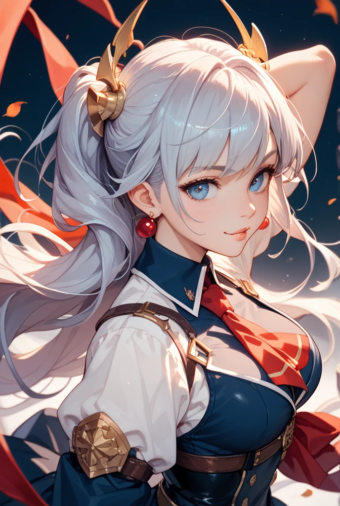 anime illustration, ((((highest quality)))), (((Ultra-precision CG 16K))), (((masterpiece))), BREAK skinny body, slender waist, medium Breasts, (((perky breasts))), ((sagging breasts)), (covered nipples), (((tanned skin, tan lines))) , BREAK ( smiling, blush, determined expression, sweaty , Heavy breathing, embarrassed, ) , (natural make), BREAK narrow eyes, (streaked hair, hair intakes, colored inner hair, ) BREAK (((wearing printed sexy oversized clothing , wearing wide-leg-pants, breasts is covered by outfit, (detailed panty)Narrow aisles,))) , wearing earrings , BREAK ( stick breast out, bending over, ) BREAK (( water ripples , under the cosmic sky on the cosmic sea , cosmic effects)), (((full body shot, looking at viewer, ))), BREAK ((cinematic , from front, from above , (Distant view, Panorama), looking at viewer, )) , pinup magazine pose,
